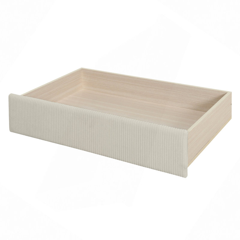 Deymar Upholstered Daybed with Two Drawers, Beige