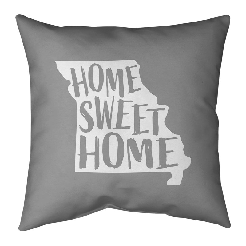 Coussin intérieur / extérieur Home Sweet, 18 po x 18 po, Missouri, Gris