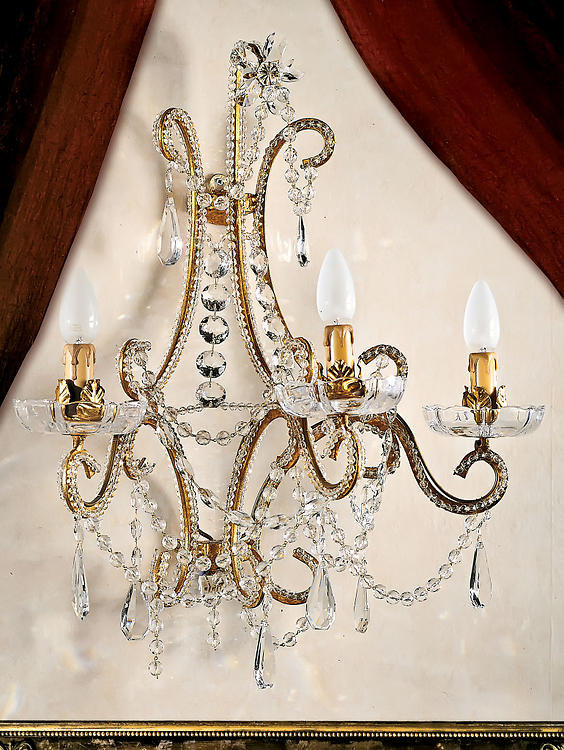 3 - Light Gold Candle Wall Light, Bohemian