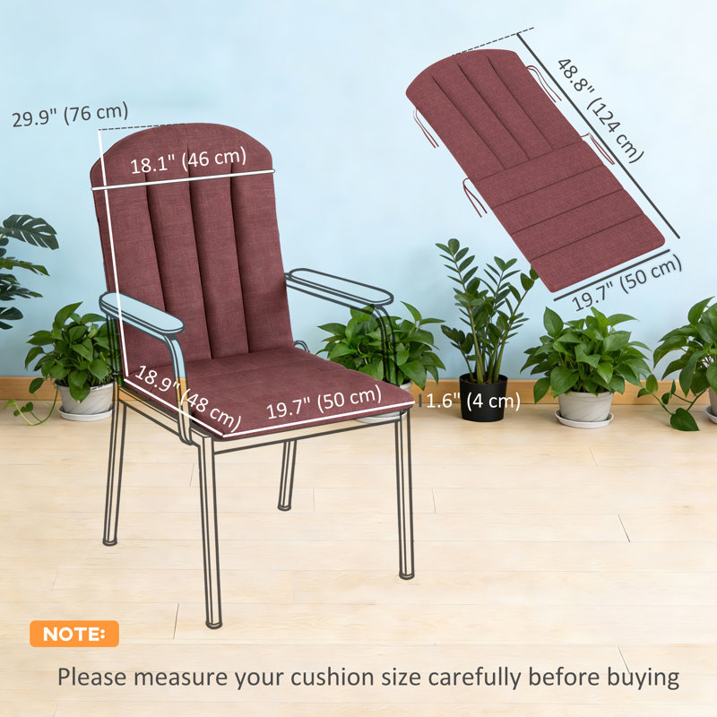 2PCS Adirondack Chair Cushion, Patio Chair Cushions, Wine Red, 2, Wine Red