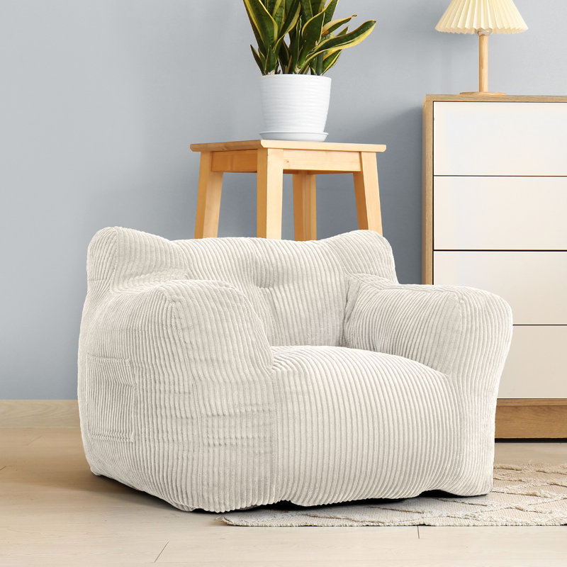 Canapé-pouf Colman rempli de mousse, canapé-lit, Velours côtelé beige