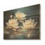 Fleurs de lotus baignées au clair de lune - Art mural en bois de lotus sur bois de pin naturel-1310667701