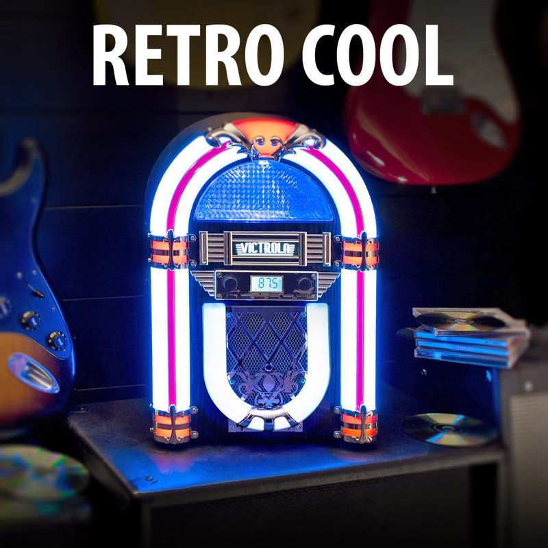 Nostalgic Wood Countertop Jukebox with Built-in Bluetooth