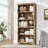 Farmhouse Bookcase with Adjustable Shelves, Floor Standing Open Display Storage Rack, Anti-Slip Design-522821374-522821372