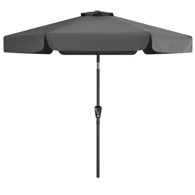 Holmquist Market Umbrella with Scalloped Valance, Tilt and Crank Lift