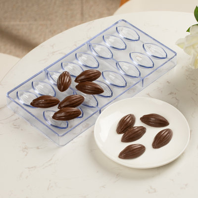 Moule à bonbons 10,8 x 5,3 pouces, 1 moule à cacao cacao - 16 cavités, résistant au congélateur, plateau à dessert transparent en polycarbonate de qualité alimentaire