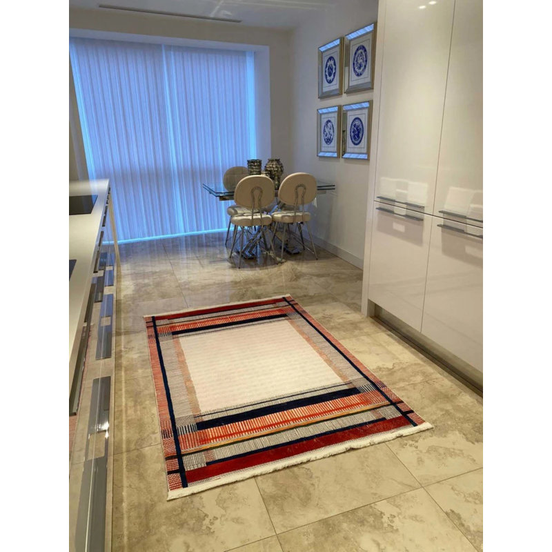 Tapis en coton avec envers antidérapant Lanney, Carré 2 pi 7 po