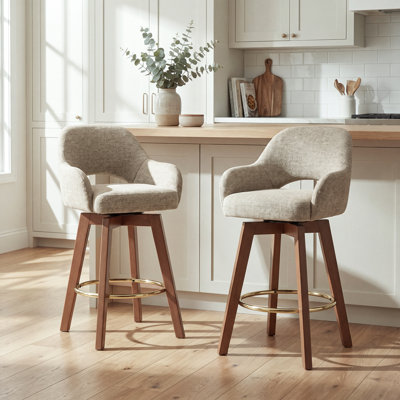 Tabouret de bar rotatif moderne avec accoudoirs et siège rembourré en tissu