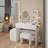 Full Body Mirror Cabinet Vanity Set with LED Vanity Table & Cushioned Stool | 17" Touch Control 3-Color LED Mirror, Built-in 2 AC + 2 USB Ports-106678352