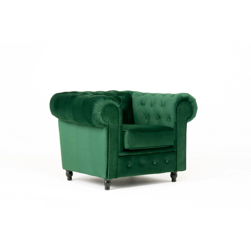 Frances Velvet Chesterfield Chair, Green