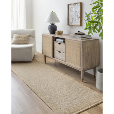 Tarri Boho Jute-Look Striped Brown Area Rug