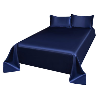 bed sheet Solid Color Bed Sheet Ice Silk Summer Wash Silk Friendly Bed Sheet With Pillowcases Ice Silk Bed 3 Piece Set