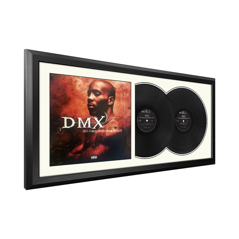 "It's Dark and Hell is Hot", art mural double disque vinyle encadré, présentation de la pochette d'albums, décor de souvenirs de musique, cadeau unique pour les amateurs de vinyle