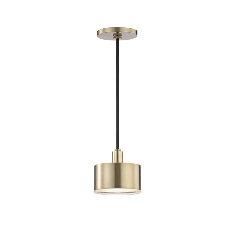 Luminaire suspendu cylindrique unique à 1 lumière Nora, Laiton vieilli