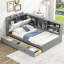 Lit plateforme élégant avec rangement tête de lit simple, tablettes, 2 tiroirs, chambre à coucher en bois Grace