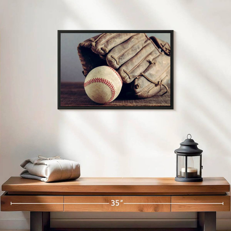 Souvenirs de baseball, 19 po x 13 po, Cadre flottant noir