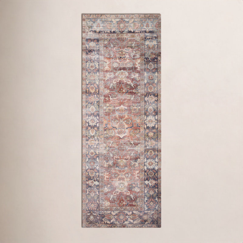 Portman Oriental Spice/Orange/Marine Blue Area Rug, Runner 2'6" x 7'6"