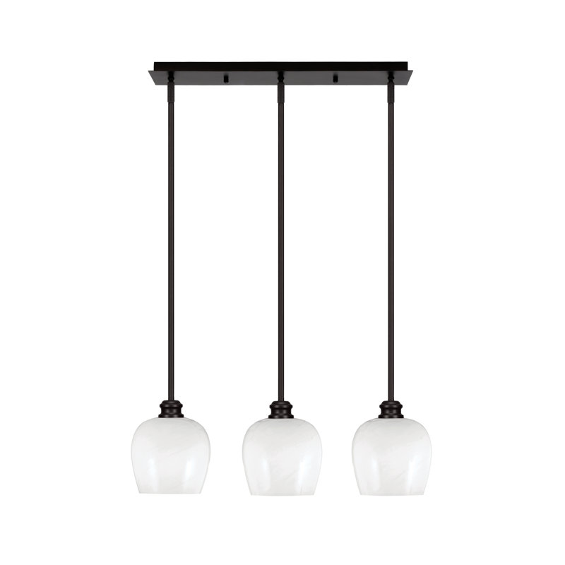 Edge 3 Light Linear Pendalier Shown With 6" White Marble Glass, Espresso