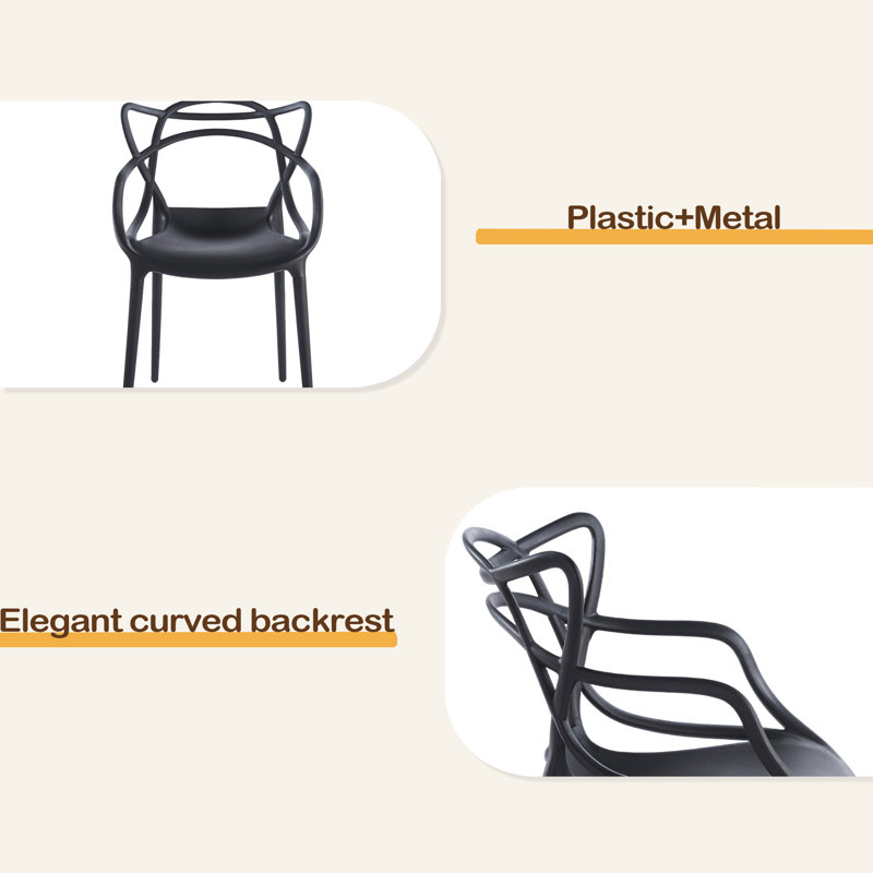 Chaise en plastique 4 pièces, Noir