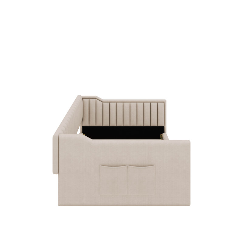 Lit de jour simple TG avec revêtement latéral, Beige