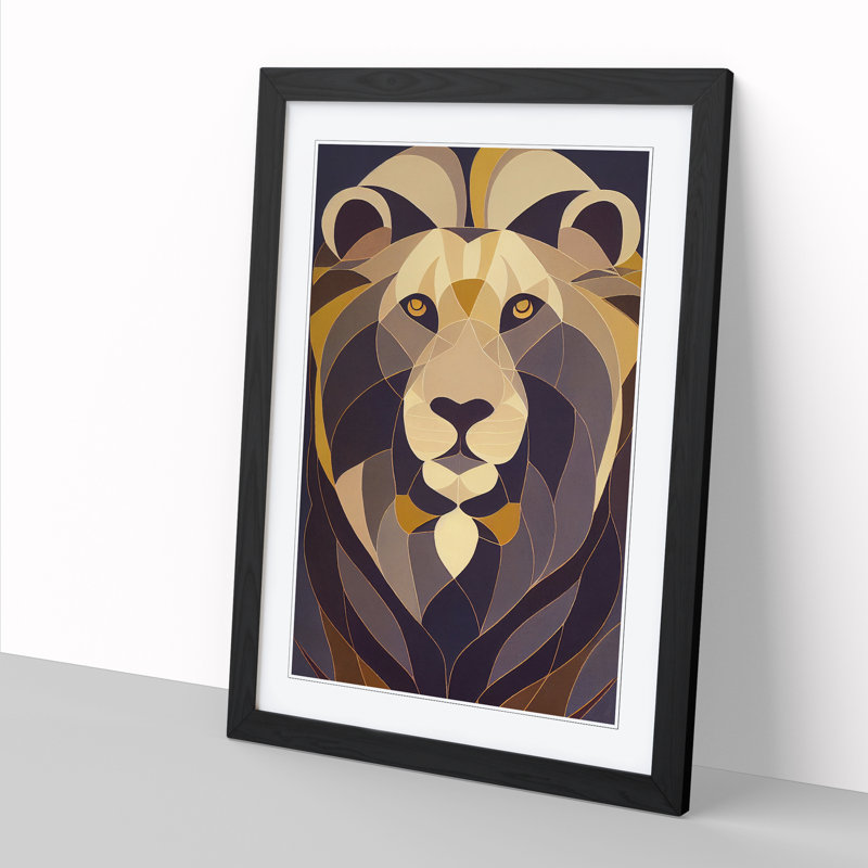 Contemporary Lion Vol.1 - Single Picture Frame Print, Black Framed, 64cm H x 46cm W