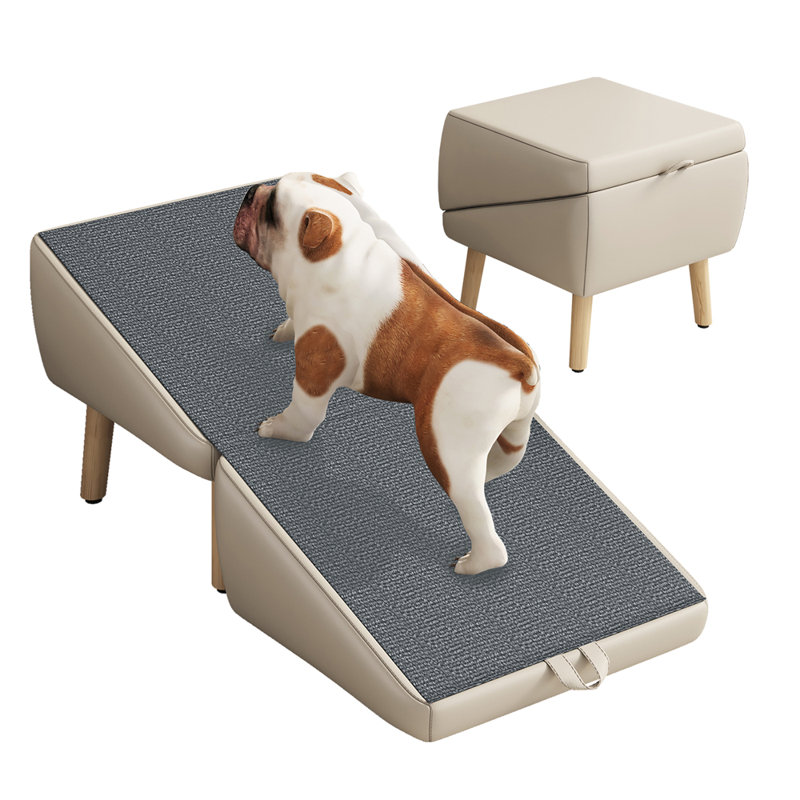 Rampe pliable 2 en 1 pour chien, utilisable sur canapé et lit, Gris clair