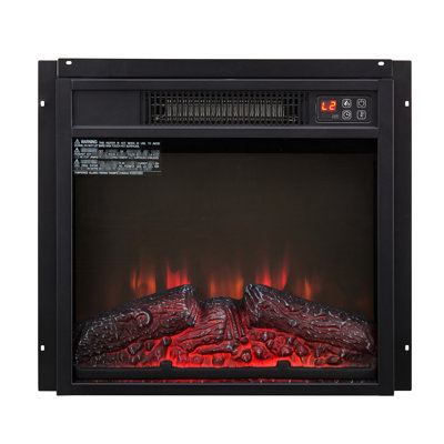 Electric Fireplace Insert 18" 1400w, 3 Flame Modes, Black Tempered Glass, Remote Operated, Energy Efficient Option 120v Heater Realistic Flames, Touch Button & Remote, Home