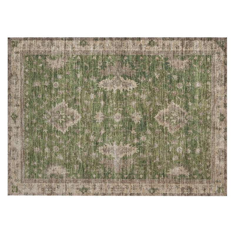 Machine Washable Indoor/Outdoor Xhevrie Aloe Rug, Rectangle 1'8" x 2'6"
