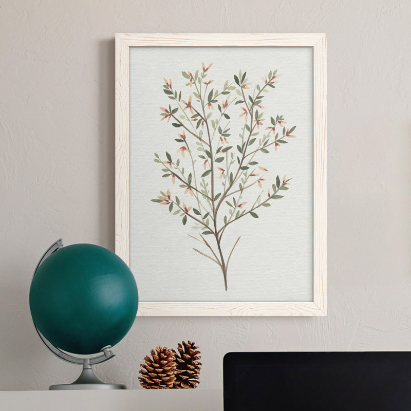 Toile simple encadrée Premium Sprig III - prête à être accrochée, H 20 po x l 17 po x P 1 po, Blanc