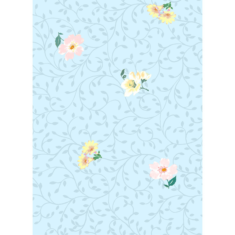 Yuki Osada Floral Non-Pasted Satin Wallpaper Roll by Soicher Marin Studio, Light Blue