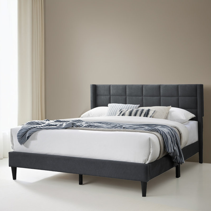 Base de lit tapissier grand format, Gris anthracite