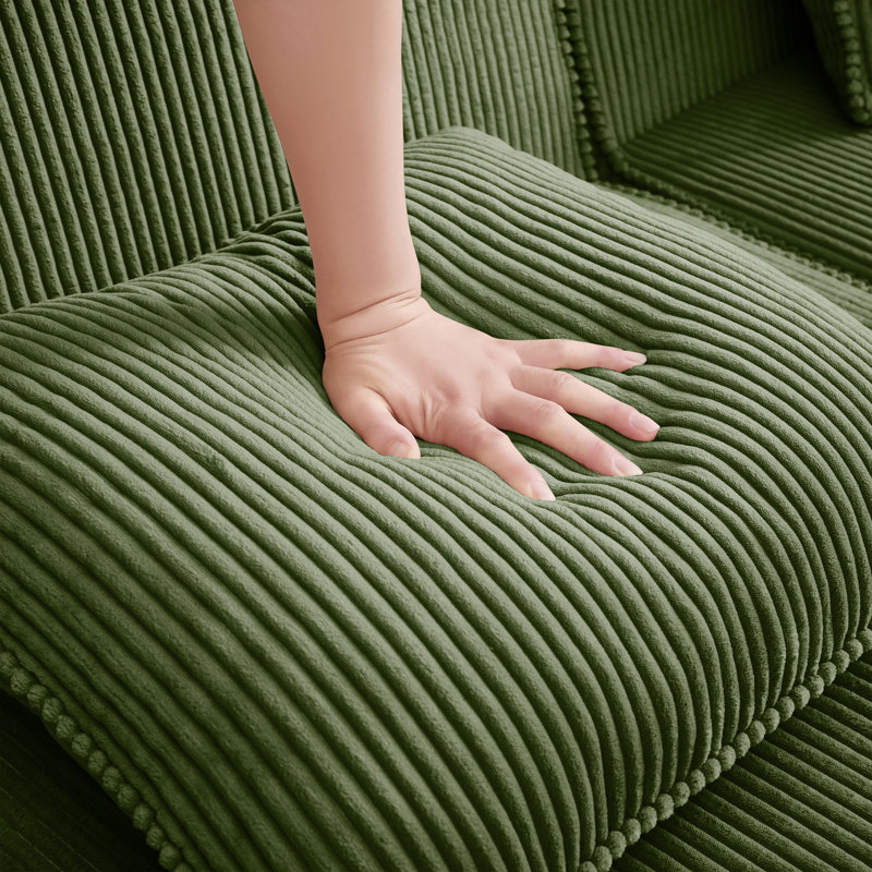 Cloud Sectional Couch With Deep Seat, Green Corduroy