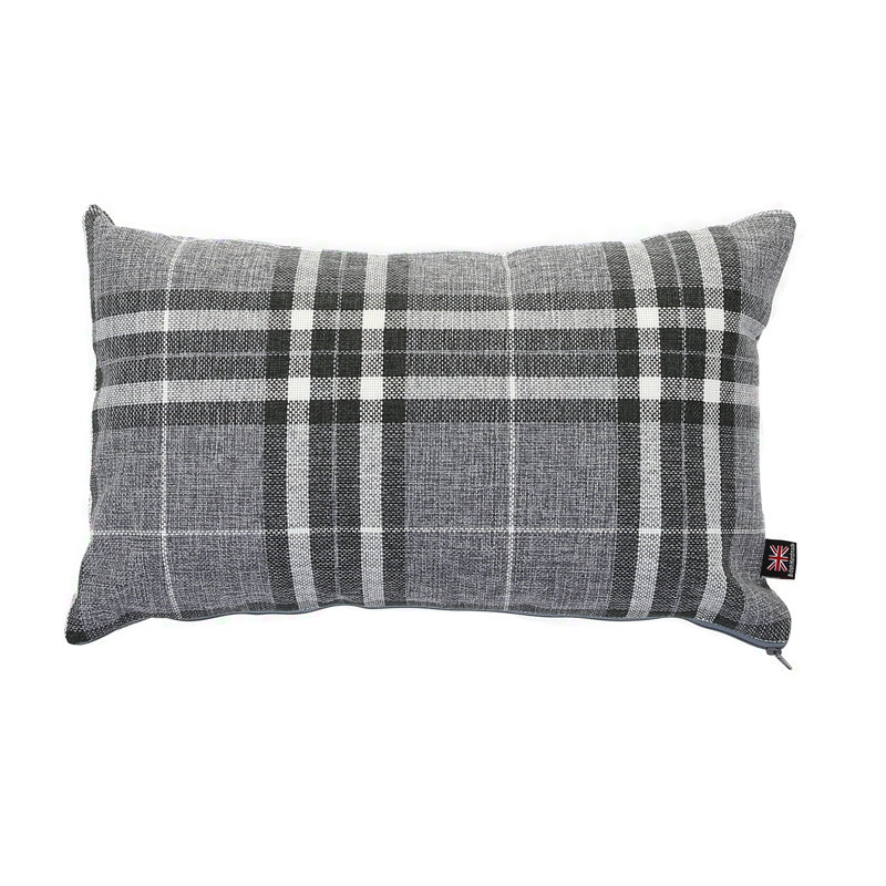 Chagnon Plaid Rectangular Throw Cushion, Light Grey