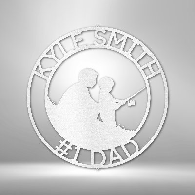 Personalized Father and Son Fishing Monogram Steel Sign Steel Art Wall Metal Decor