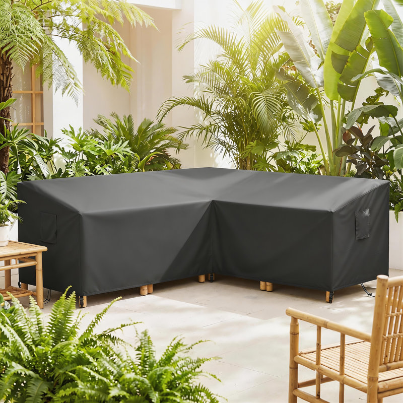 Housse pour canapé modulaire en V imperméable anti-UV, 85 po x 85 po, noire