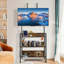 Bureau 3 niveaux Ammann avec rangement ouvert, console de télévision avec étagères pour le salon, salle de divertissement