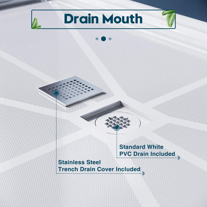 48'' W 36'' D Rectangular Single Shower Base, Center
