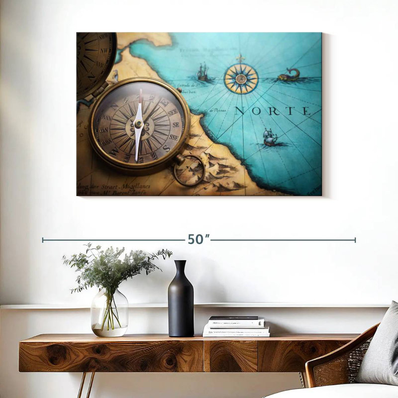 Antique style compass Aletra, H 26 po x l 39 po