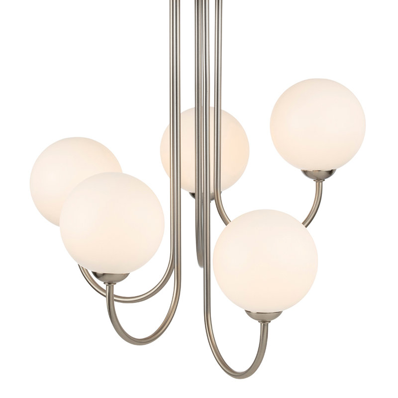 5 - Light Shaded Chandelier, Brushed Steel