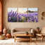 Assortiment de bouquets de champ de lavande avec vue sur le coucher de soleil, ensemble de 3 impressions sur toile-1872945826