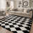 Modern Black/White Machine-Washable Checkered Shag Area Rug-1051670947-1051475502