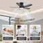 Ventilateur de plafond moderne à 5 pales 42 po Rita avec vitesse de vent réglable à 6 vitesses-1416932198