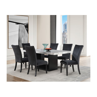 Nora Dining Table -Black + 4 Mira Chairs - Black
