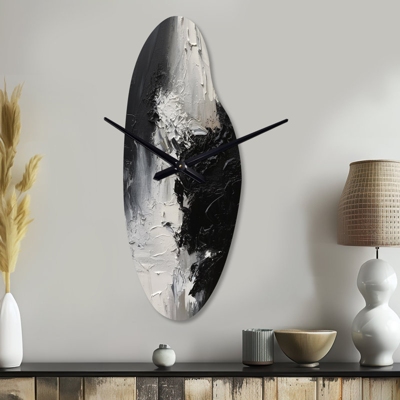 Horloge murale en métal noir et blanc Esperon, Médium