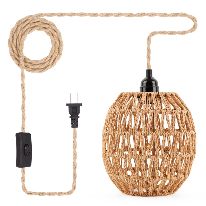 Luminaire suspendu en rotin 15 pieds enfichable
