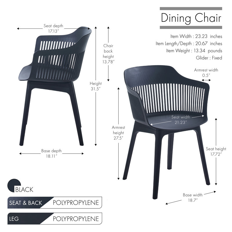Milette 17.72'' H Armchair, Black