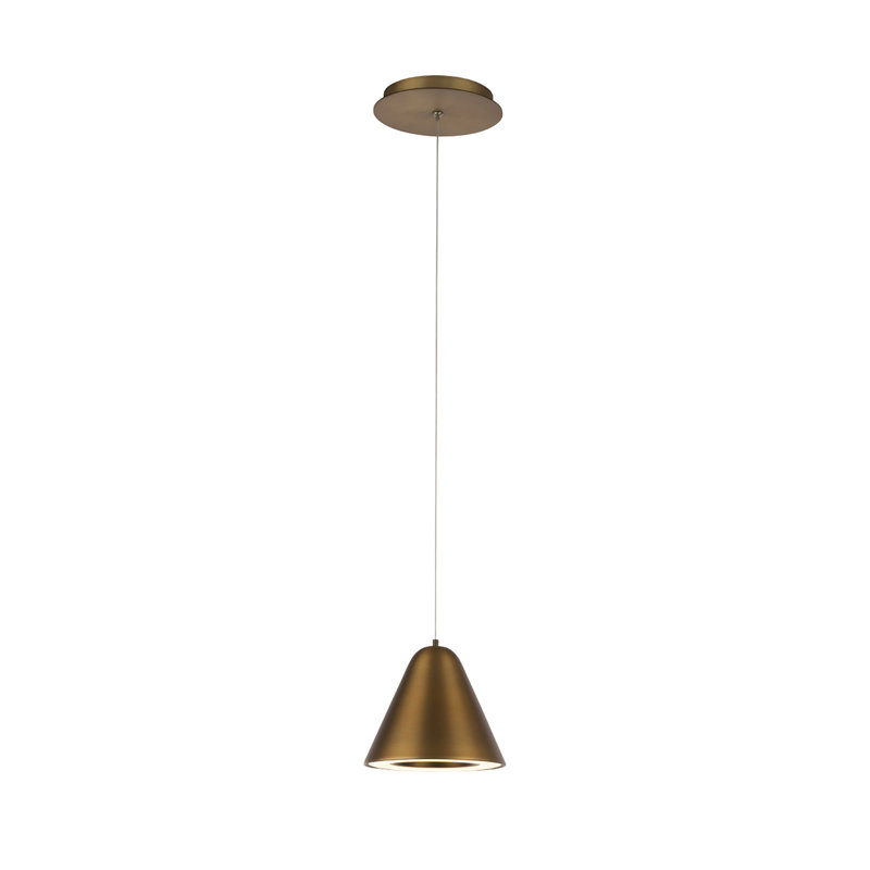 1 - Light Single Cone LED Pendant, Black, No
