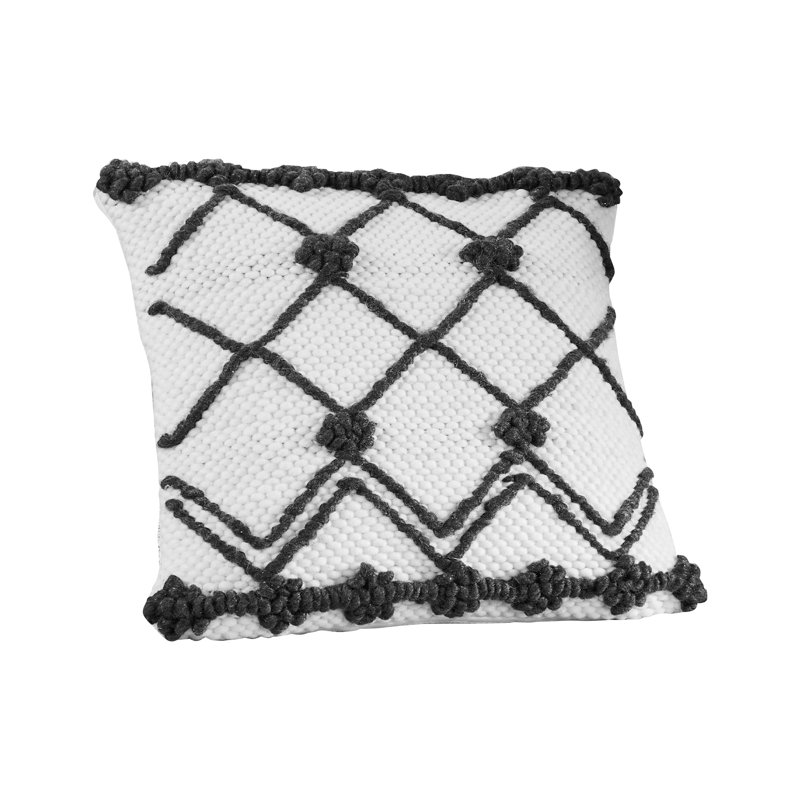 Housse de coussin décoratif 18 po, treillis croisé, tissu blanc
