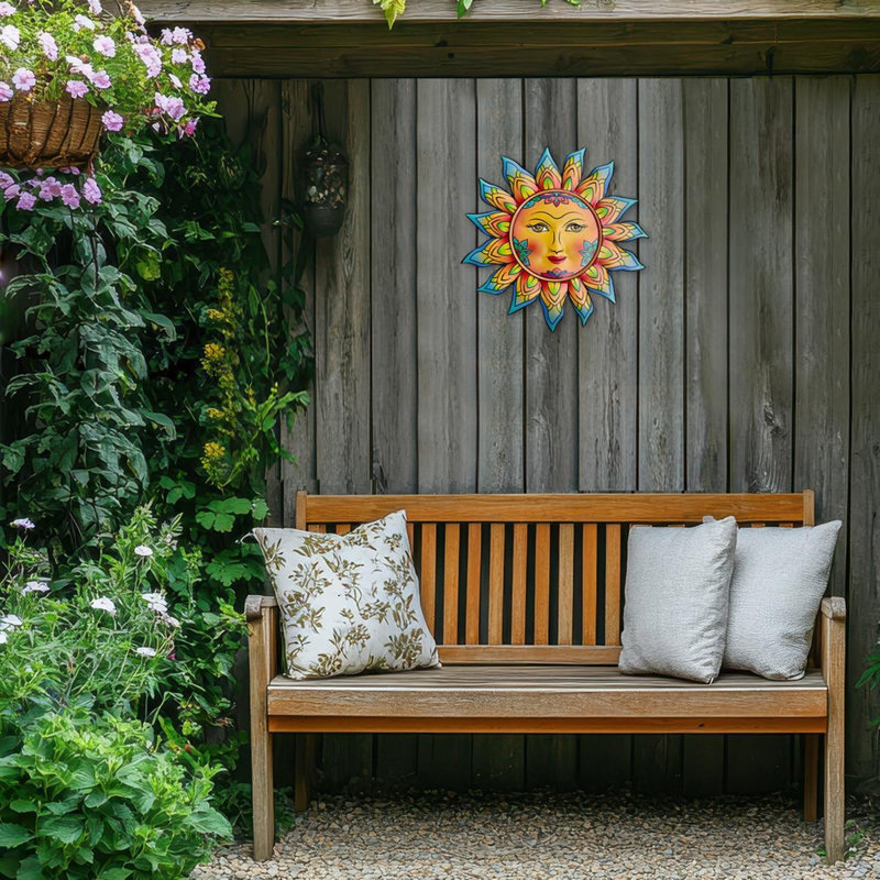 Décoration murale en métal fleur de soleil, décoration murale de 13 pouces pour intérieur et extérieur