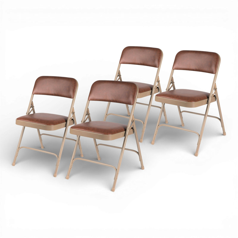 Hampden Furnishings Bernadine Vinyl Office Folding Chair, Brown 
